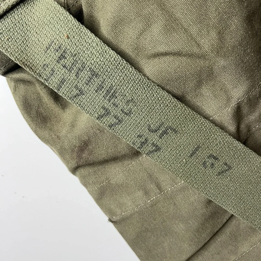 60s Vintage US Military Barracks Duffel Bag OD Green Canvas USGI USA Name Marked